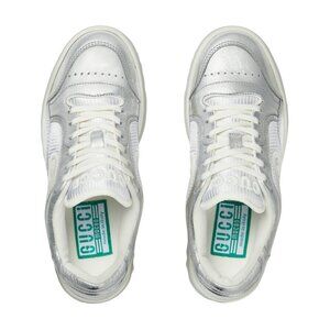 New Gucci Mac 80 Silver Leather Sneakers